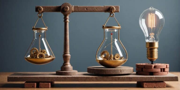 Scale balancing innovation and stability symbols