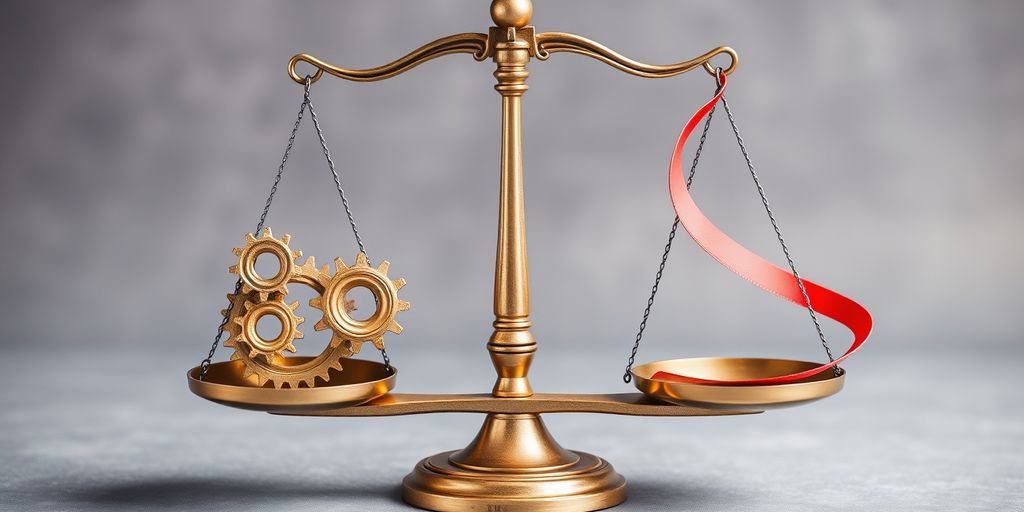 Balanced scale with gears and flexible ribbon