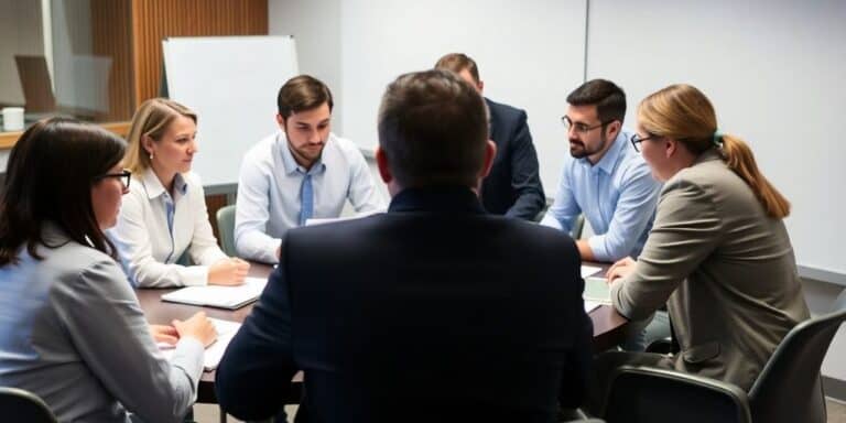 Professionals collaborating on an operational audit.