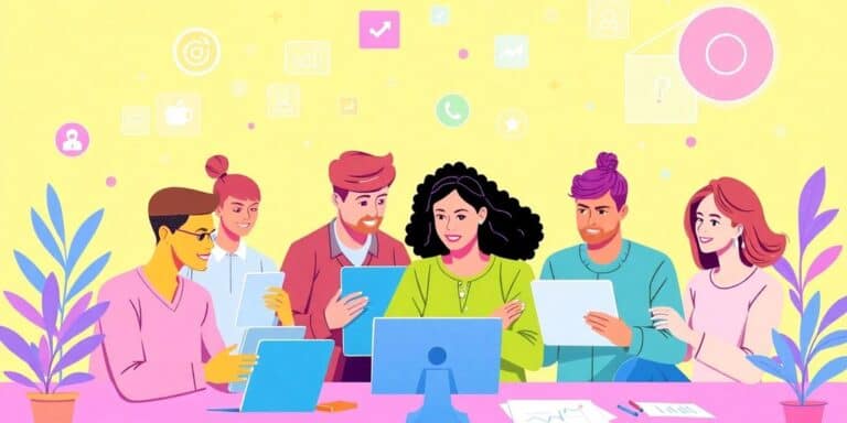 Team collaborating on technology-driven projects with AI solutions.