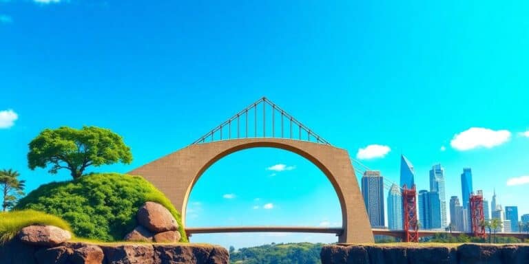 A bridge connecting two landscapes of growth and execution.
