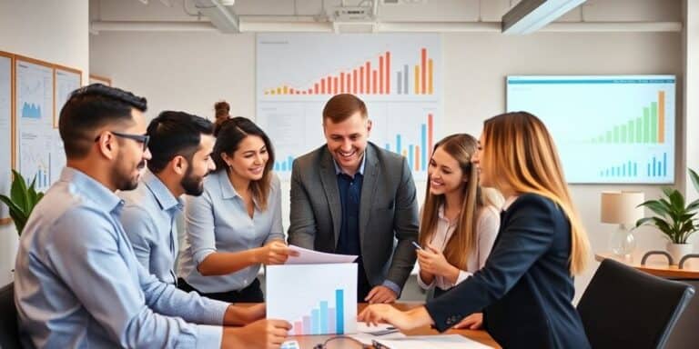 Teamwork in a modern office environment.