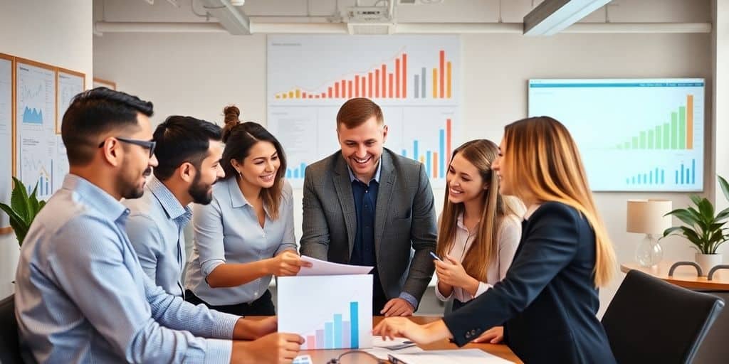 Teamwork in a modern office environment.