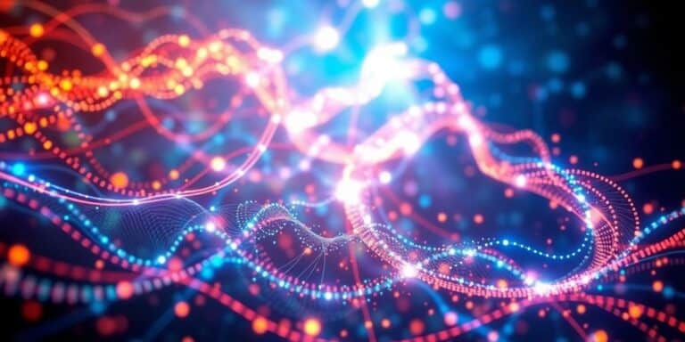 Interconnected data streams in a digital landscape.