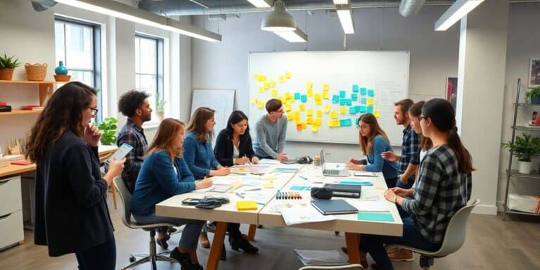 Team collaboration in a vibrant office environment.