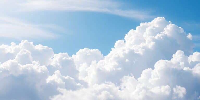 Cloudscape with digital nodes illustrating cloud computing.